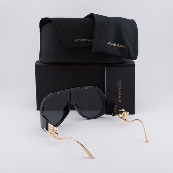 Dolce & Gabbana DG6202 501/87 Aviator Sunglasses - Shiny Black\Grey - Picture 10 of 10